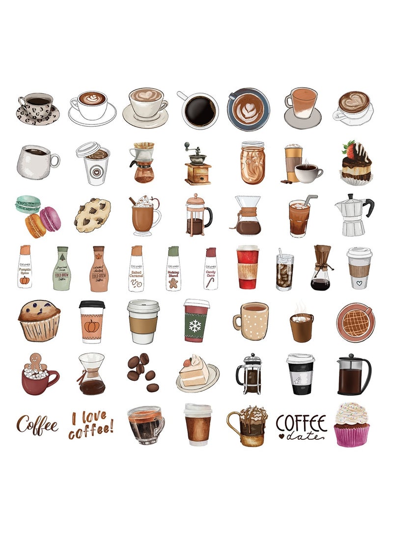 50-Piece Coffee Stickers Waterproof Drinking Vinyl Stickers for Laptop Phonecase - Image 3