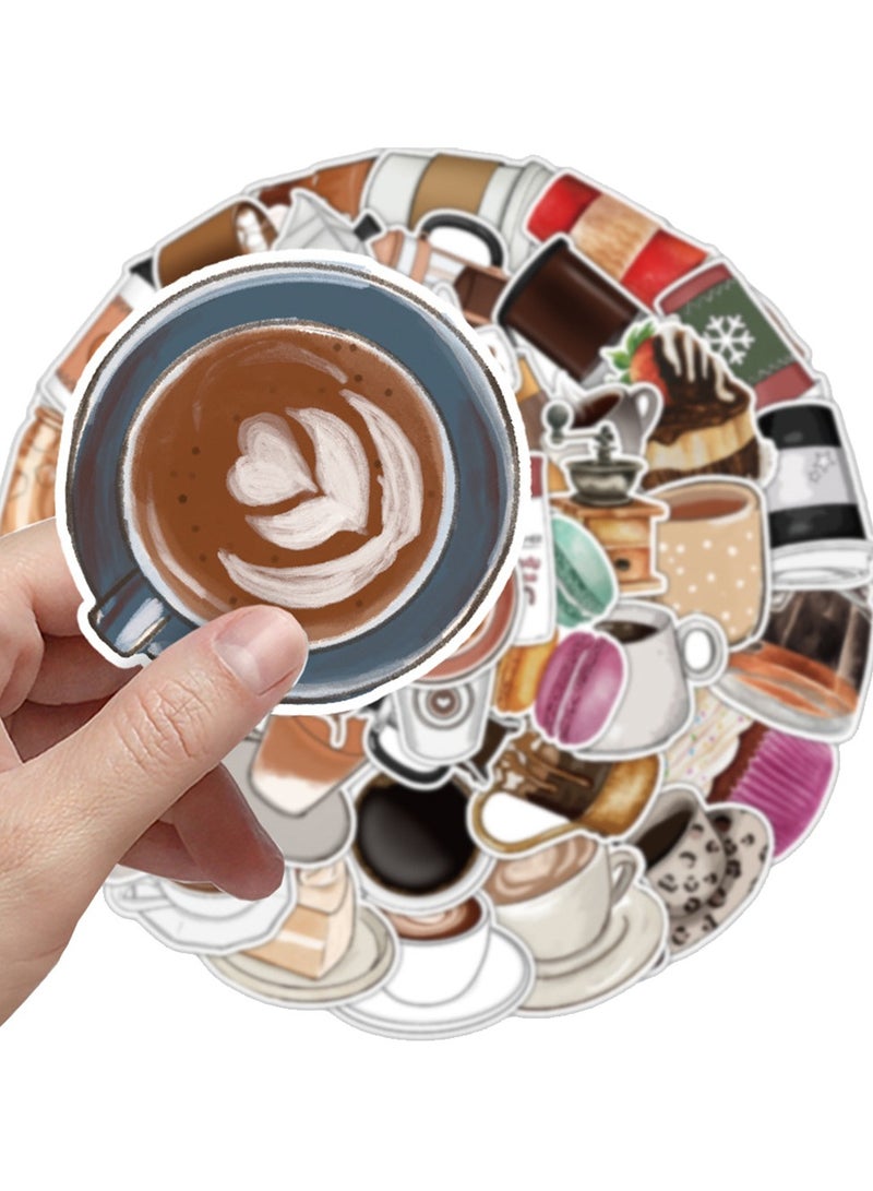 50-Piece Coffee Stickers Waterproof Drinking Vinyl Stickers for Laptop Phonecase - Image 4