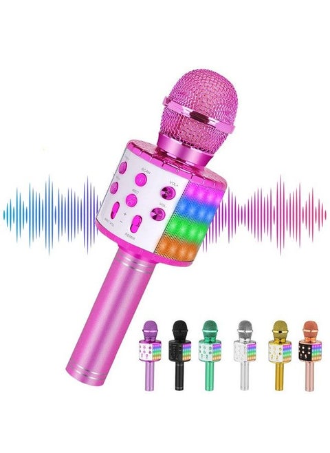 Bluetooth Karaoke Microphone For Kids Adults: Professional Wireless Karaoke Mic For Singing; Portable Handheld Noise Cancelling Bluetooth Microphone Karaoke Machine With Led Lights