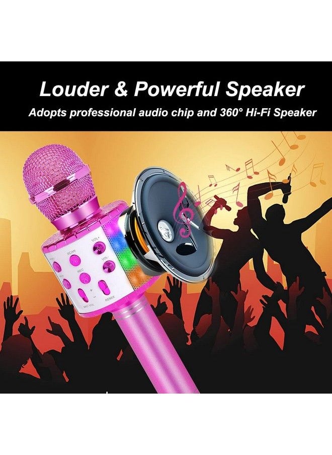 Bluetooth Karaoke Microphone For Kids Adults: Professional Wireless Karaoke Mic For Singing; Portable Handheld Noise Cancelling Bluetooth Microphone Karaoke Machine With Led Lights