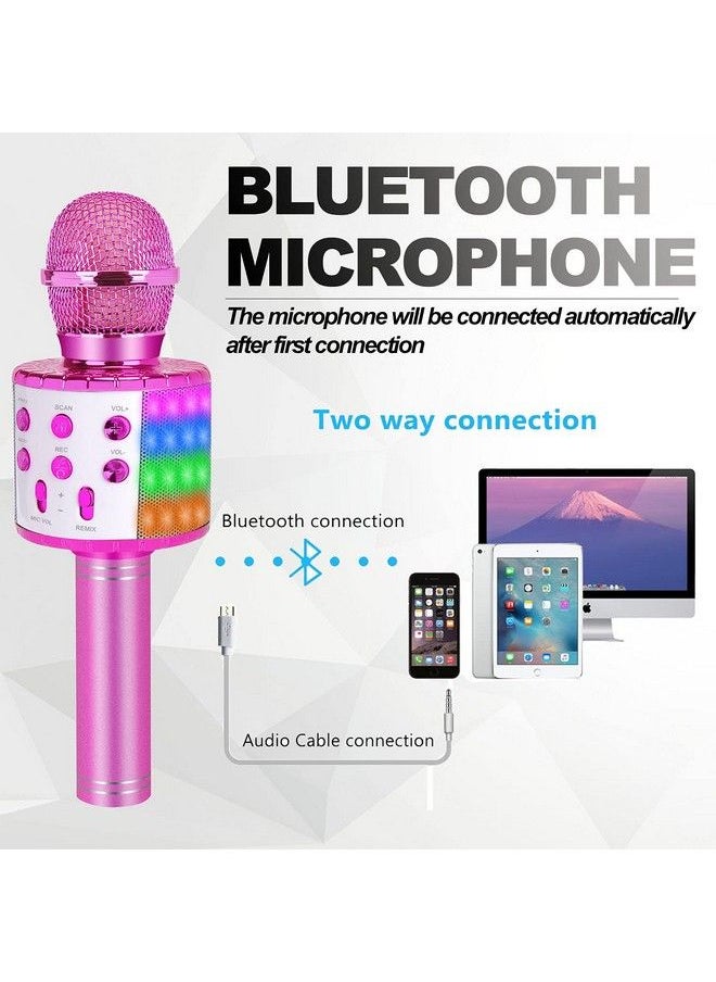 Bluetooth Karaoke Microphone For Kids Adults: Professional Wireless Karaoke Mic For Singing; Portable Handheld Noise Cancelling Bluetooth Microphone Karaoke Machine With Led Lights