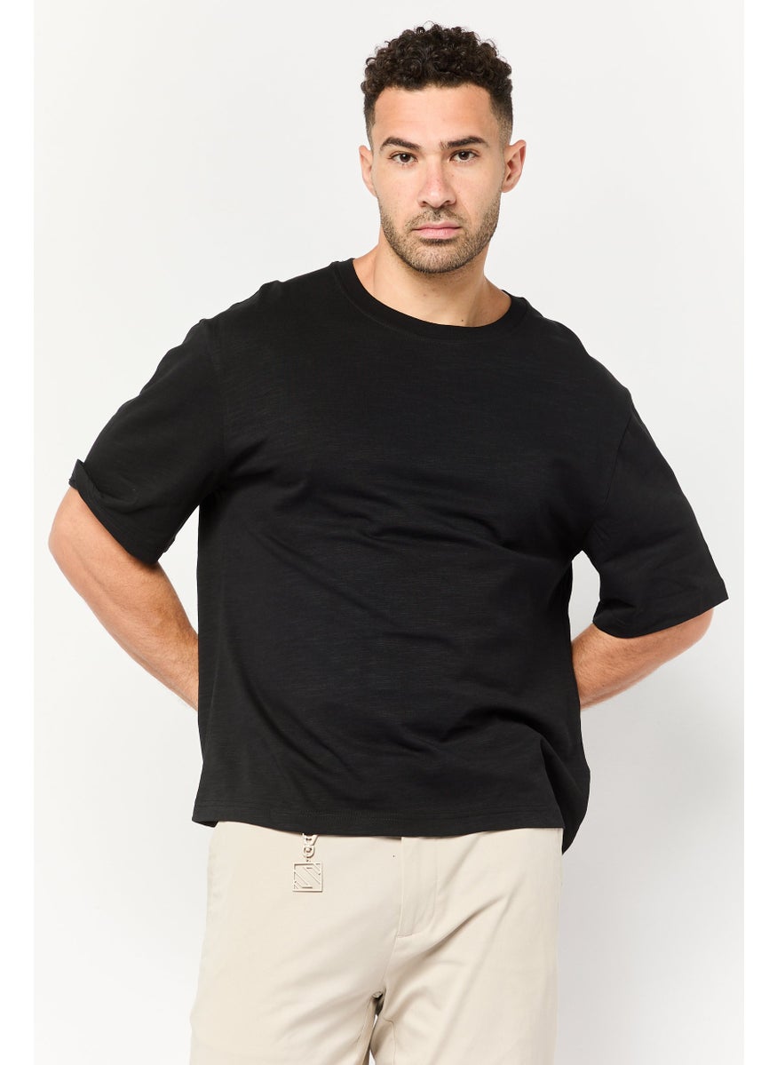 Wrangler Men Crew Neck Short Sleeves Solid T-Shirt, Black  - Image 1