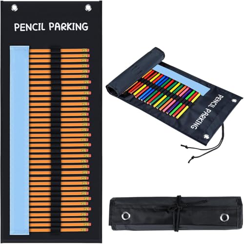 ALSLEA 2-Pack Pencil Parking for Classroom, Pencil Holder for Desk Organizer Roll up Pencil Case with 72 Slots, Portable Pencil Dispenser for Classroom 2025 Back to School Teacher Essential - Image 1