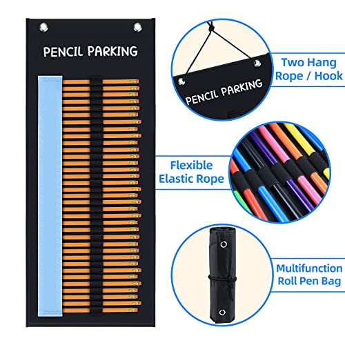 ALSLEA 2-Pack Pencil Parking for Classroom, Pencil Holder for Desk Organizer Roll up Pencil Case with 72 Slots, Portable Pencil Dispenser for Classroom 2025 Back to School Teacher Essential - Image 2