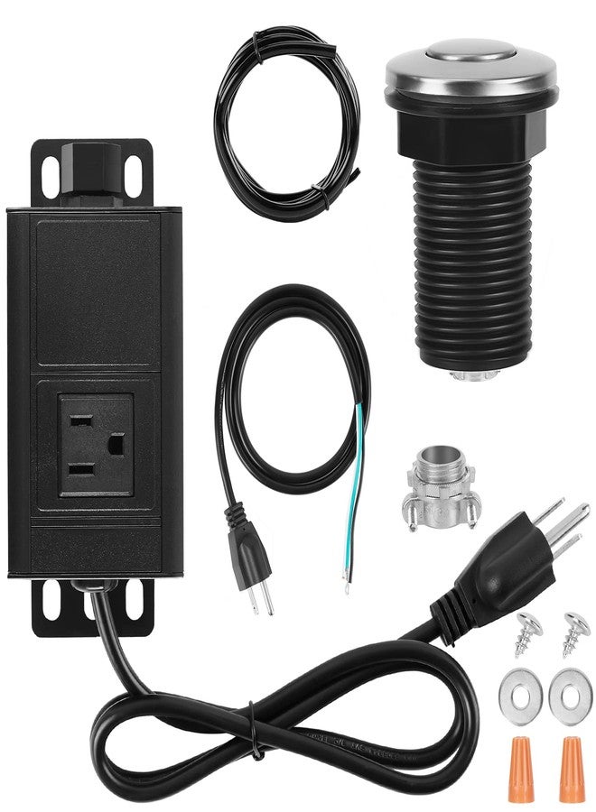 HK Garbage Disposal Air Switch Kit with Power Cord Kit, Sink Top Waste Disposer Stainless Steel On/Off Push 2.5" Button, Aluminum Alloy Power Module, Food Waste Disposals Replacement Parts - Image 1