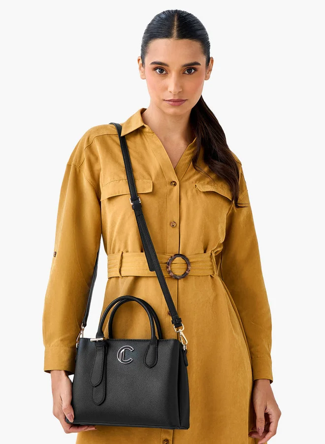 Le Confort Textured Tote Bag with Detachable Strap and Zip Closure