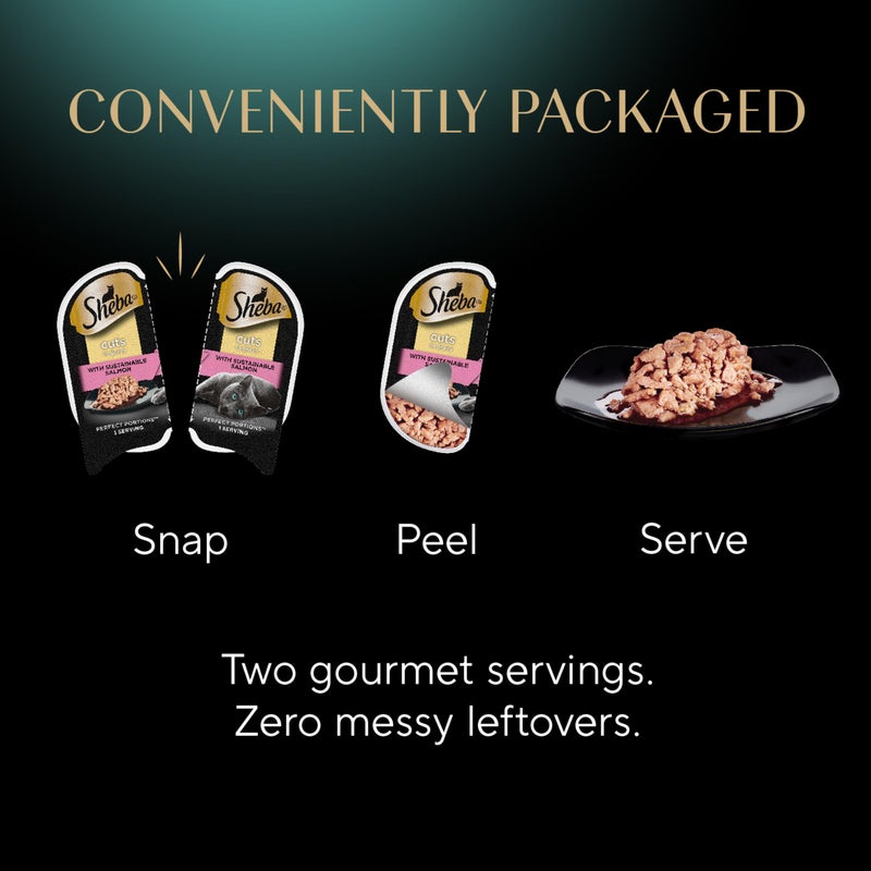 Sheba Perfect Portions Wet Cat Food Cuts in Gravy, with Sustainable Salmon, 2.6 oz. Twin-Pack Trays (24 Count, 48 Servings) - Image 5