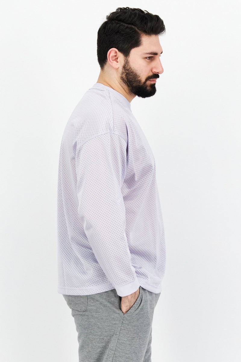 New Balance ملابس رياضية للرجال، سويت شيرتات تدريب، بنفسجي - Image 4