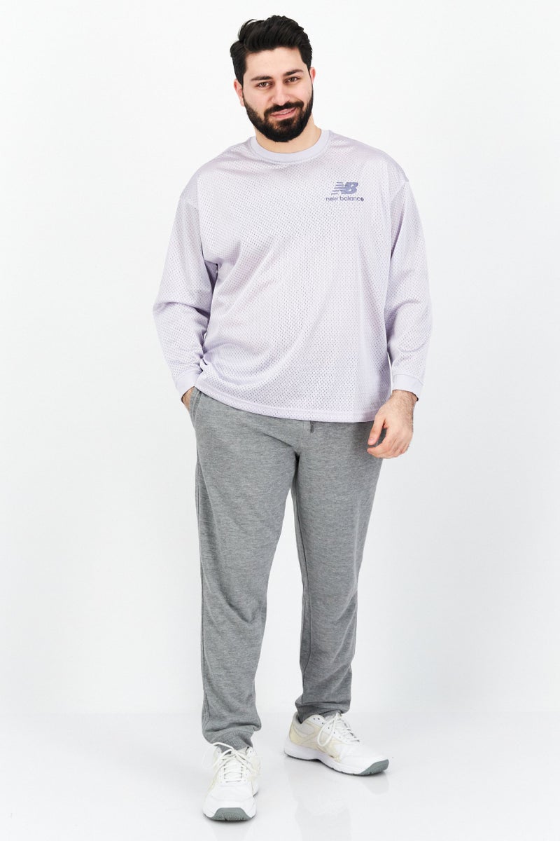 New Balance ملابس رياضية للرجال، سويت شيرتات تدريب، بنفسجي - Image 2