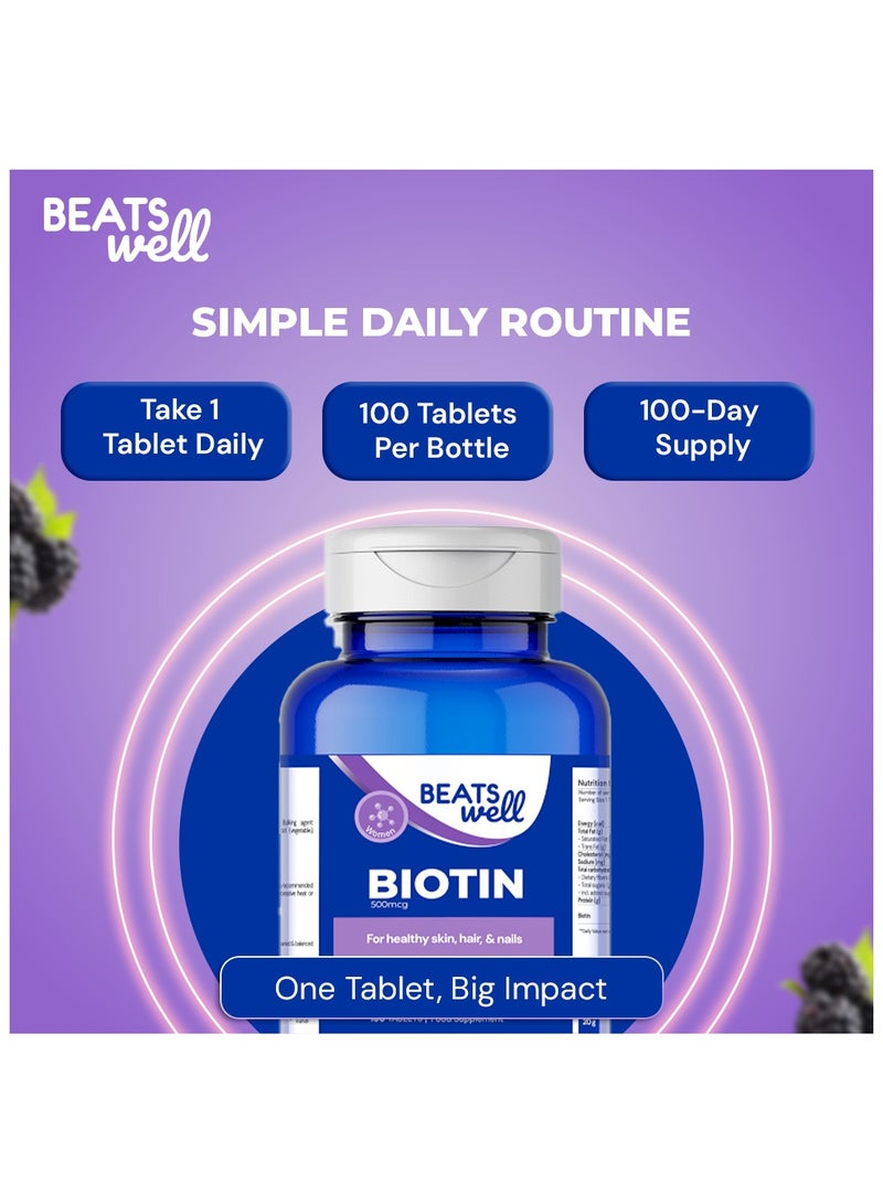 Beatswell Biotin 500 mcg - 100 Tablets - Image 4