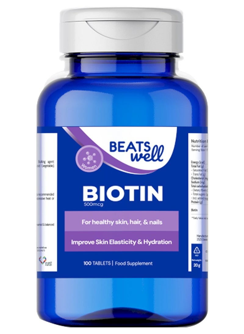 Beatswell Biotin 500 mcg - 100 Tablets - Image 1