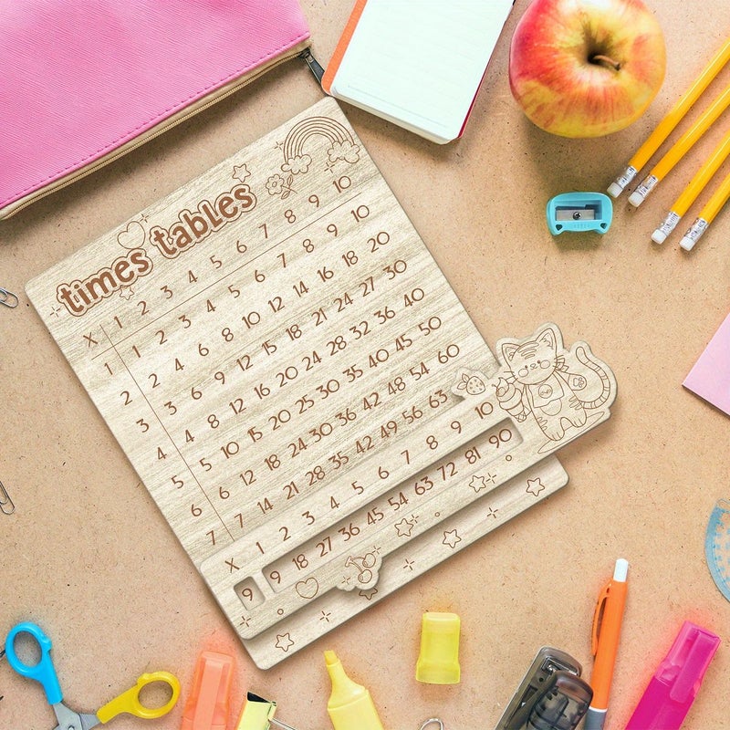 One Set Multiplication Table Composite Board Natural Wood Design For 1St Grade Math Class And Back To School Gift Multifunctional Wood Craft Family Gathering - Image 4