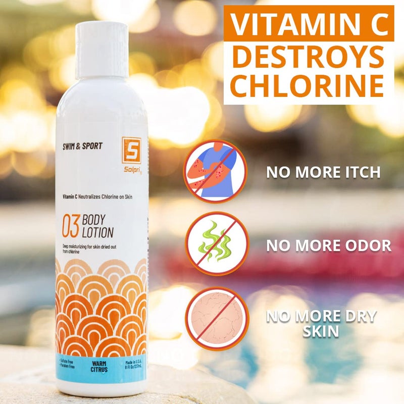 سولبري Pre and After Swim Lotion with Vitamin C 8 Fl Oz - Pre Swim Chlorine Skin Protection, Pre Swim Lotion for Chlorine (8 Fluid Ounce, Warm Citrus) - Image 2