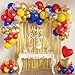 MEBAY 157Pcs Red Blue Yellow Gold Balloons Garland Arch Kit with Fringe Curtain for Snow Beauty White Carnival Circus Super Mario Plim Plim Theme Birthday Baby Shower Party Decorations - Image 2