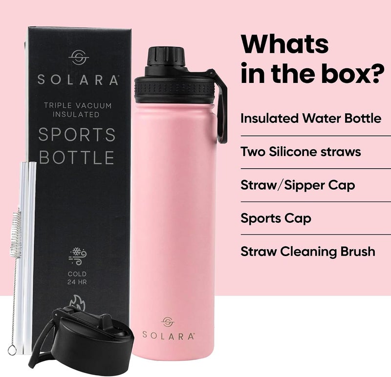 SOLARA Insulated Water Bottle 650ml, Hot Water Bottle, Thermosteel Water Bottle for Travel, Home, Office, School, Gym, Adults, Water Bottle Hot and Cold, Sipper Bottle, Angle Pink - Image 5