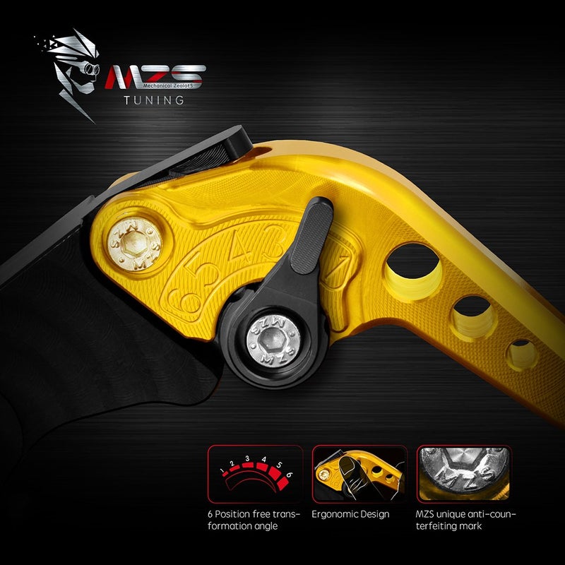 MZS Gold Motorcycle Brake Clutch Levers Adjustable Short Compatible with GROM MSX125 14-25 / CBR500R CB500F CB500X 13-21 / Monkey 18-25 / CB300R 18-25 / CBR300R CB300F 14-22 / CBR250R 11-15 - Image 4