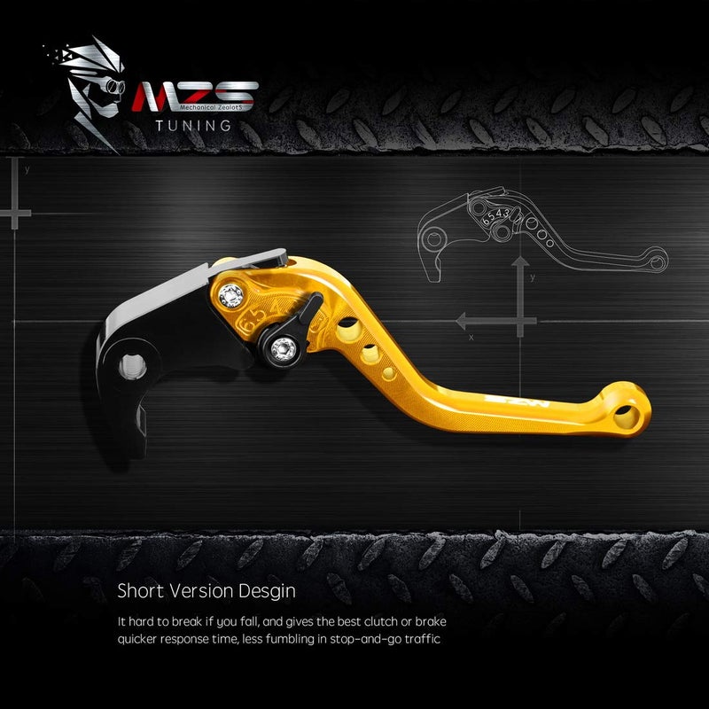MZS Gold Motorcycle Brake Clutch Levers Adjustable Short Compatible with GROM MSX125 14-25 / CBR500R CB500F CB500X 13-21 / Monkey 18-25 / CB300R 18-25 / CBR300R CB300F 14-22 / CBR250R 11-15 - Image 5