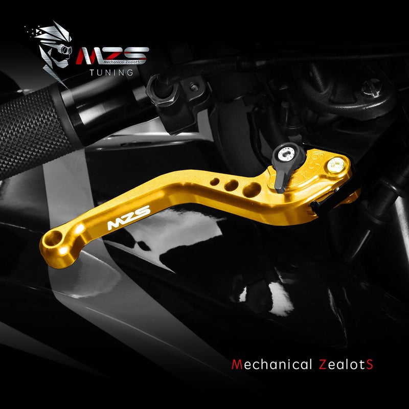 MZS Gold Motorcycle Brake Clutch Levers Adjustable Short Compatible with GROM MSX125 14-25 / CBR500R CB500F CB500X 13-21 / Monkey 18-25 / CB300R 18-25 / CBR300R CB300F 14-22 / CBR250R 11-15 - Image 2