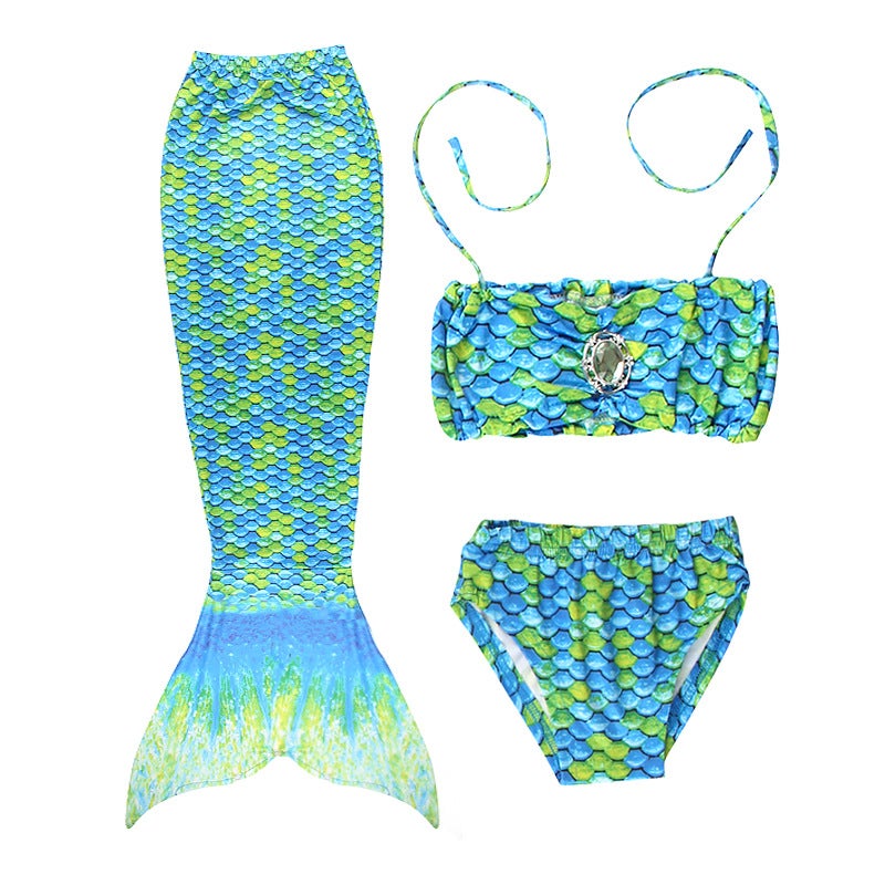 Generic Childrens mermaid swimsuit wholesale tail kids bikini suit girls baby swimming clothes can wear flippers MRY-005-B (skirt underwear bra) 