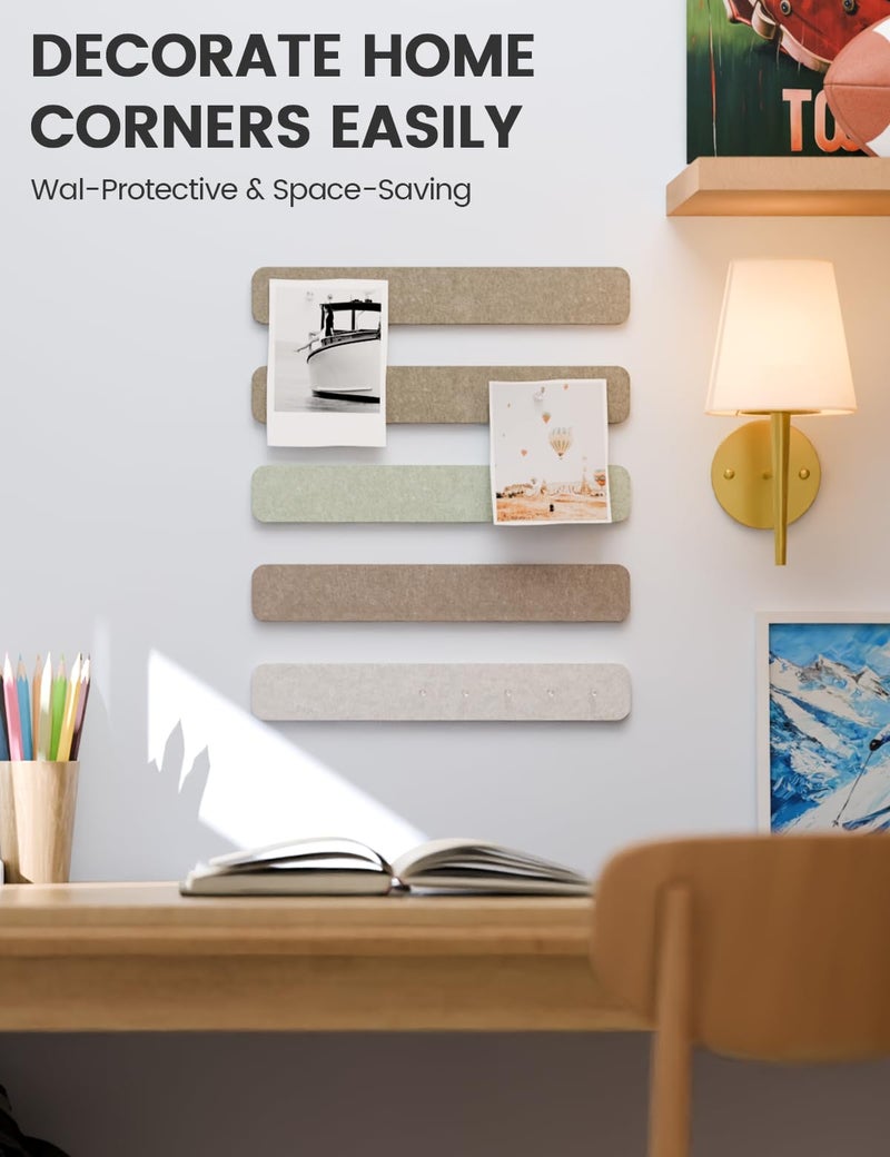Fluxynara Cork Board Alternative Felt Strip Board 5-Pack 13"x2", Office Pin Board with 35 Push Pins, Adhesive Install for Bedroom Door & Home Office(Linen Dusk) - Image 4
