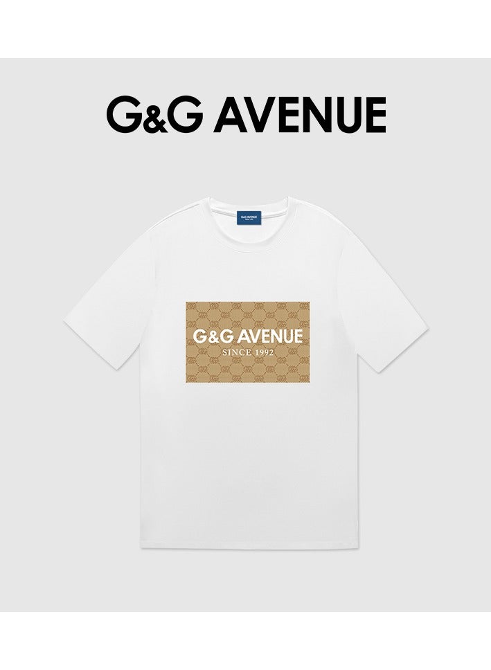 G&G AVENUE Men's Oversized round neck T-shirt, pure cotton thick and high-quality, 1/2 sleeve shirt slim fit new trend white Heavy cotton fabric  - Image 2
