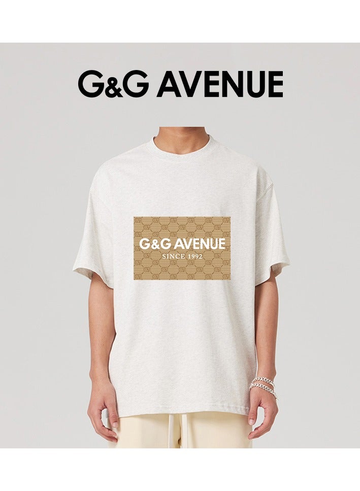 G&G AVENUE Men's Oversized round neck T-shirt, pure cotton thick and high-quality, 1/2 sleeve shirt slim fit new trend white Heavy cotton fabric  - Image 4