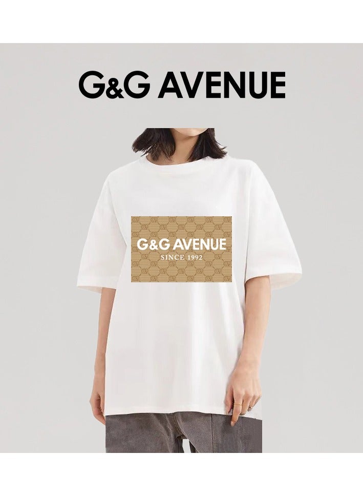 G&G AVENUE Men's Oversized round neck T-shirt, pure cotton thick and high-quality, 1/2 sleeve shirt slim fit new trend white Heavy cotton fabric  - Image 5