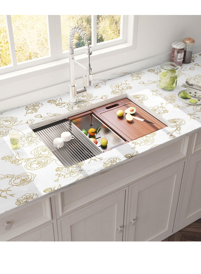 SYOSI Shelf Line Non-Slip Cabinet Liner 30x300CM Washable Oil-Proof for Kitchen Cabinet Shelves Refrigerator Storage Desks - Image 5