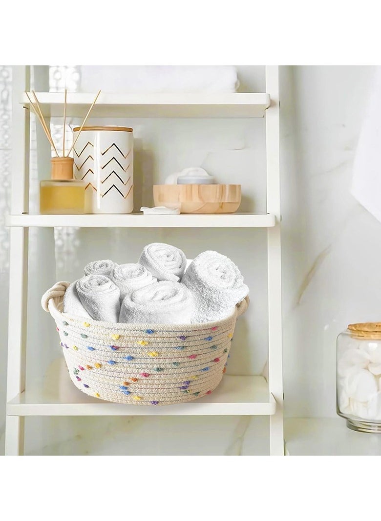 Generic Color Dot Storage Basket Woven Desktop Snacks Toys Storage Basket Sundry Underwear Storage Keys Organizer Storage Boxes  - Image 3