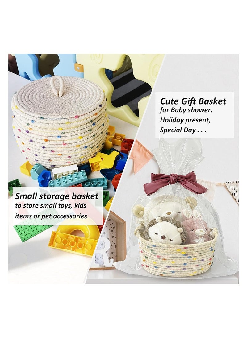 Generic Color Dot Storage Basket Woven Desktop Snacks Toys Storage Basket Sundry Underwear Storage Keys Organizer Storage Boxes  - Image 5