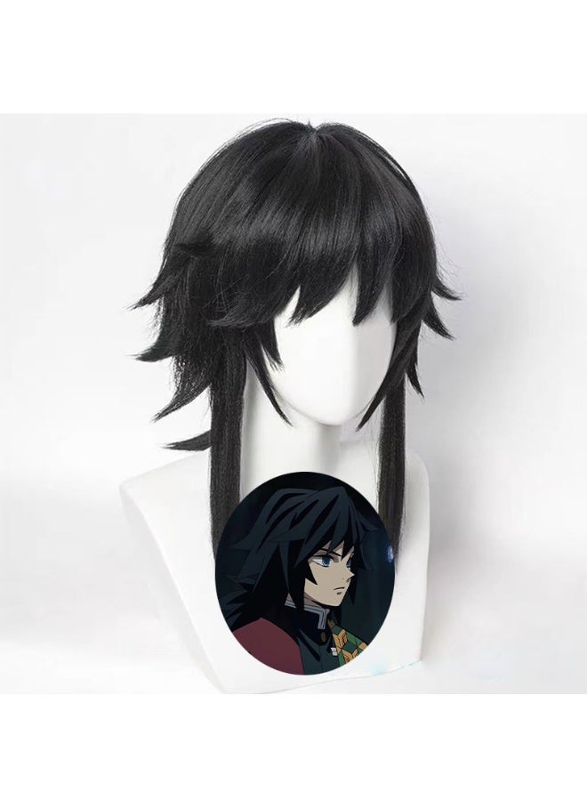Demon Slayer Tomioka Giyu high temperature silk wig water column thickened fluffy anti-warping easy-to-shape fake hair ponytail - Image 2