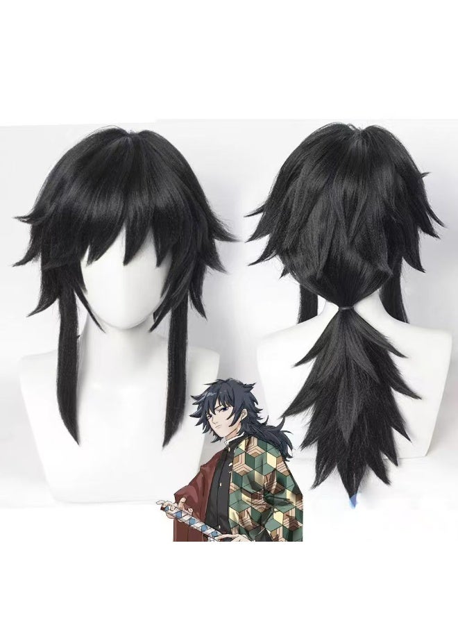 Demon Slayer Tomioka Giyu high temperature silk wig water column thickened fluffy anti-warping easy-to-shape fake hair ponytail - Image 4