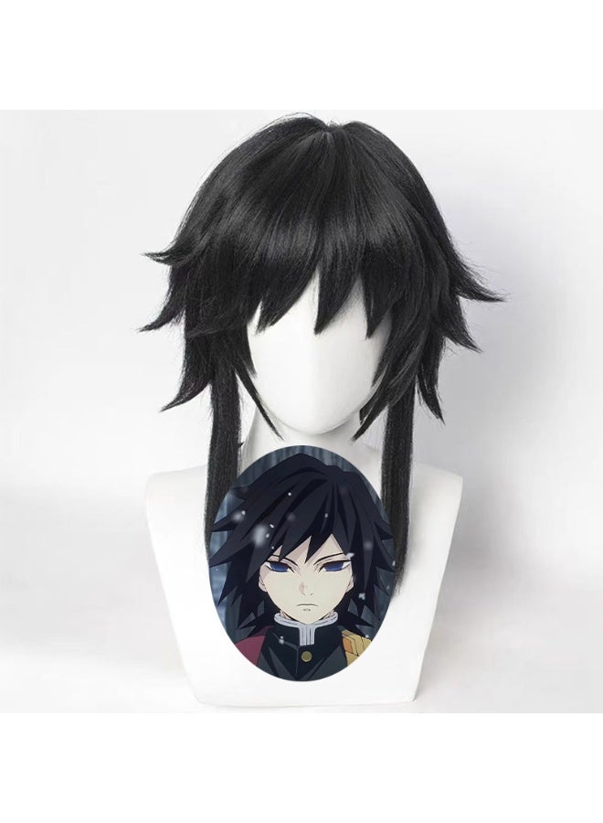 Demon Slayer Tomioka Giyu high temperature silk wig water column thickened fluffy anti-warping easy-to-shape fake hair ponytail - Image 1