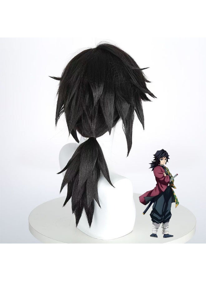 Demon Slayer Tomioka Giyu high temperature silk wig water column thickened fluffy anti-warping easy-to-shape fake hair ponytail - Image 3