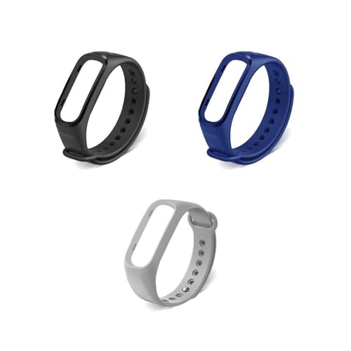 INEFABLE Band Strap Compatible with Oppo & Oneplus Soft Silicone Adjustable Band Strap - Black,Blue,Grey - Pack of 3 - Image 1