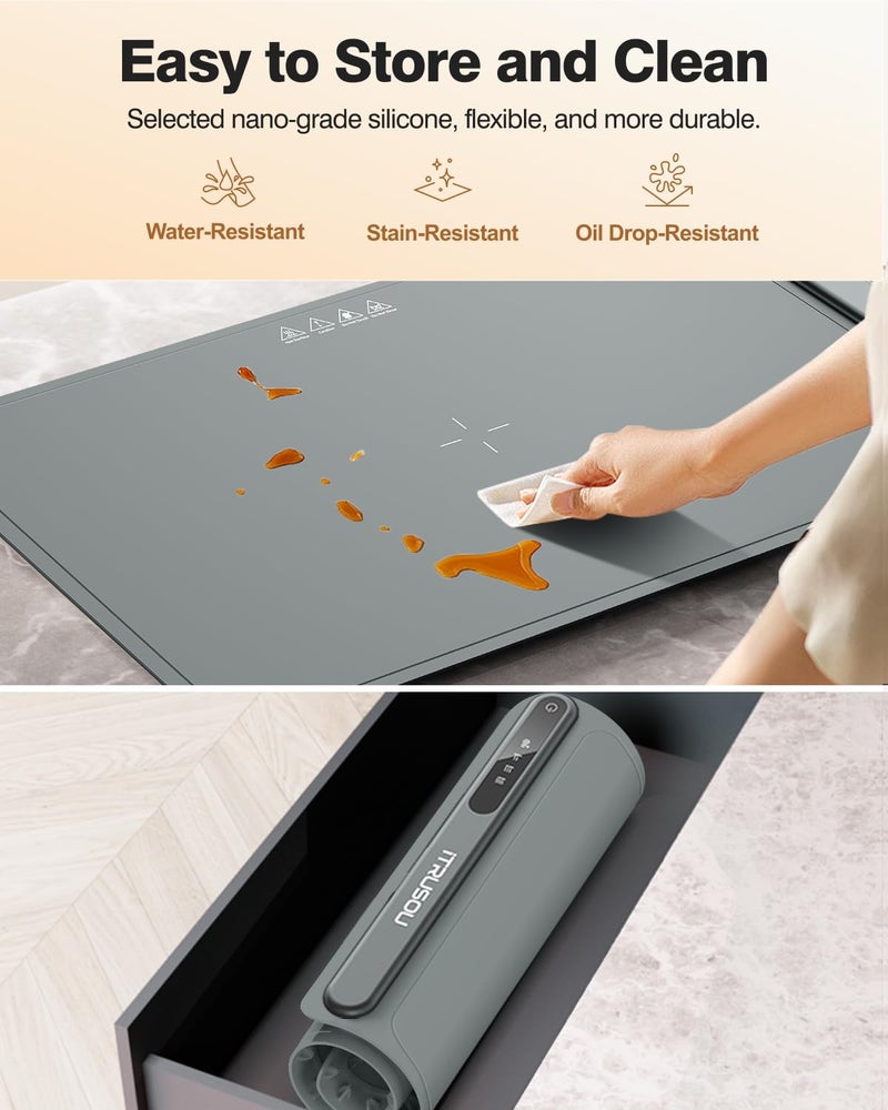 itrusou Electric Flat Warmer, Flexible Foldable Hot Plate with Adjustable Temperature and 3 Hour Timer, Warmer Plate Warmer for Buffets Parties Banquet - Image 5