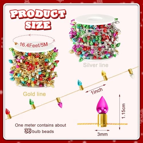 Jansun 328Feet Dollhouse Fake Lights String Miniatures Dollhouse Christmas Lights String Decorations for Doll House Miniature Furniture Crafts Accessories Christmas Holiday Wedding Party Decor - Image 5