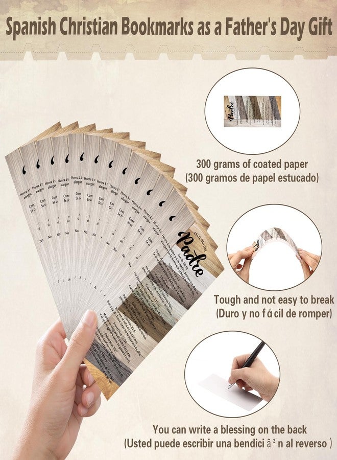 Skyygemm 100 Pcs Spanish Father's Day Gifts for Church Bulk Happy Father Day Religious Bookmarks Inspirational Bible Verse Bookmarks Christian Gifts for Men Dads Papa Grandpa - Image 3