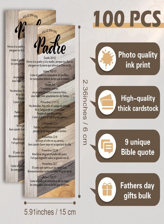 Skyygemm 100 Pcs Spanish Father's Day Gifts for Church Bulk Happy Father Day Religious Bookmarks Inspirational Bible Verse Bookmarks Christian Gifts for Men Dads Papa Grandpa - Image 2
