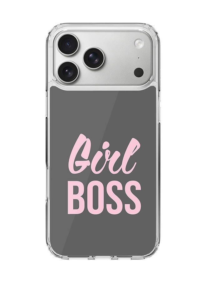 Stylizedd Classic Clear MagSafe Case for iPhone 17 Pro Max , Hybrid Soft Case Flexible Edges Anti Drop TPU PC Gel Thin Transparent Cover [ Designed for iPhone 17 Pro Max ] - Girl Boss (Grey) Full Print