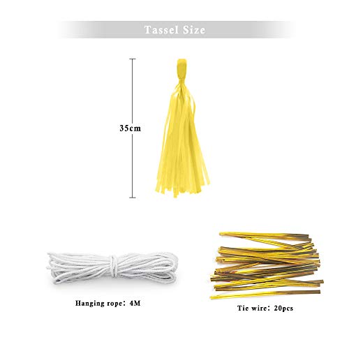 Binpeng Yellow Tissue Paper Tassel Garland DIY Hanging Paper Decorations for Party, Wedding, Festival, Baby Shower - 20PCS (Deep Yellow-35CM) - Image 2