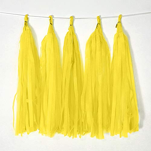 Binpeng Yellow Tissue Paper Tassel Garland DIY Hanging Paper Decorations for Party, Wedding, Festival, Baby Shower - 20PCS (Deep Yellow-35CM) - Image 1