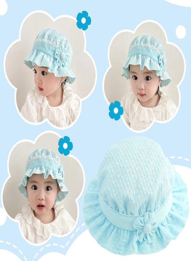 BendJoy Baby Cap 6-12 Months, Breathable Baby Hat for Girls Windproof Summer Hat with Chin Strap Bucket Hat Cute Flower Hat for Baby Girl,Blue - Image 5