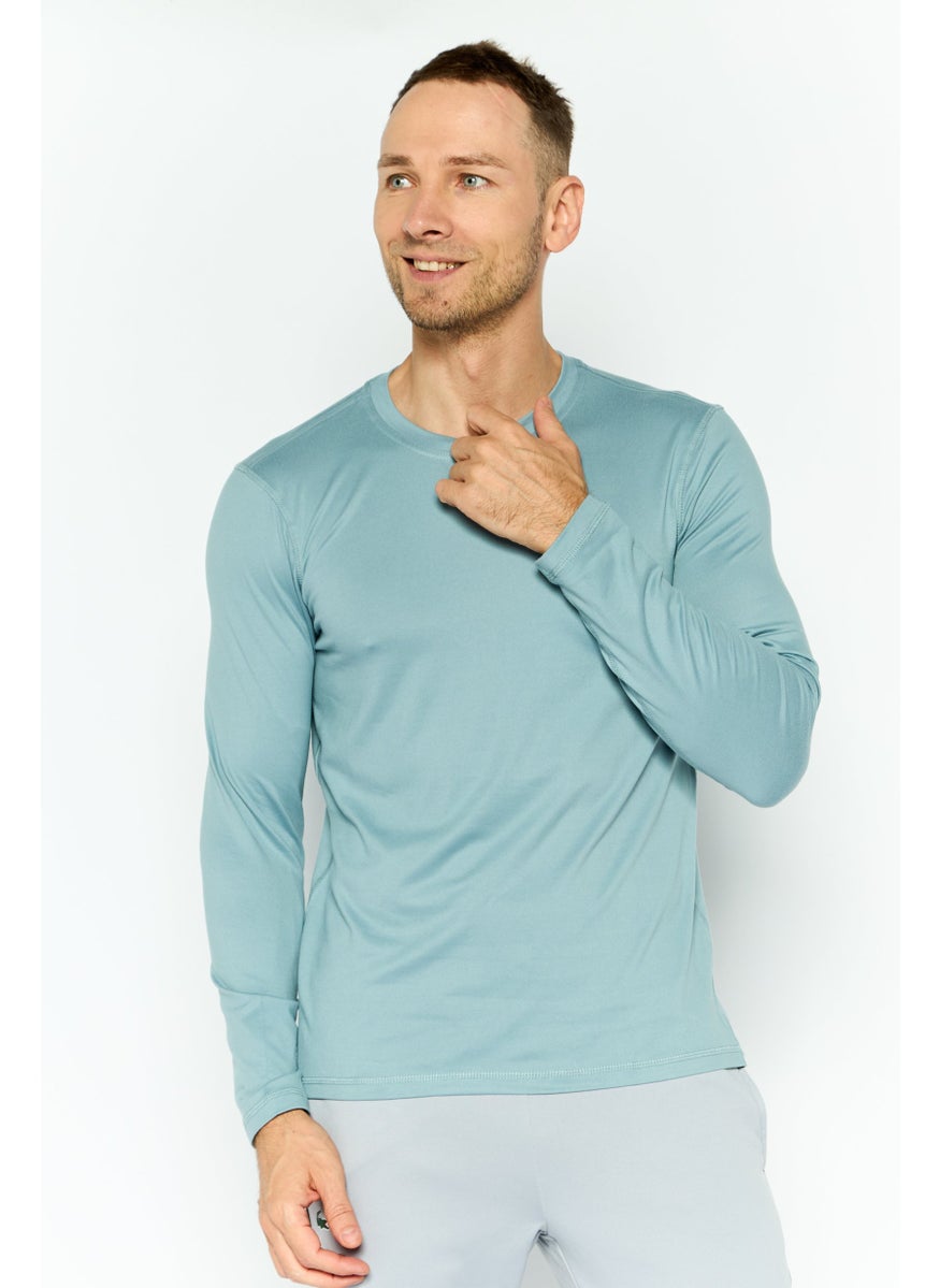 90 Degree By Reflex Men Sportswear Fit Long Sleeve Outdoor Shirt, Sage Green  - Image 1