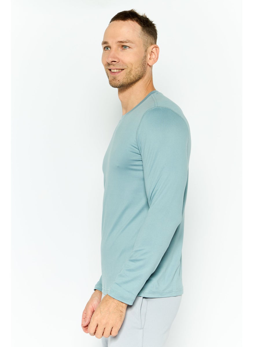 90 Degree By Reflex Men Sportswear Fit Long Sleeve Outdoor Shirt, Sage Green  - Image 3