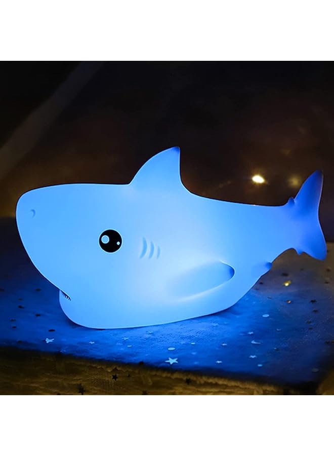 The Bros Kids Night Light Lamp for Kids, Cute Shark Silicone Baby Night Light, Cute Nursery Light Silicone Animal Night Lamp for Baby Room Lights for Bedroom, Kawaii Gift for Kids Baby Boy - Image 1