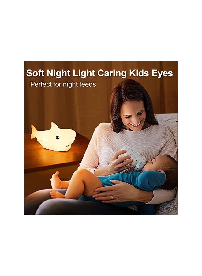 The Bros Kids Night Light Lamp for Kids, Cute Shark Silicone Baby Night Light, Cute Nursery Light Silicone Animal Night Lamp for Baby Room Lights for Bedroom, Kawaii Gift for Kids Baby Boy - Image 4
