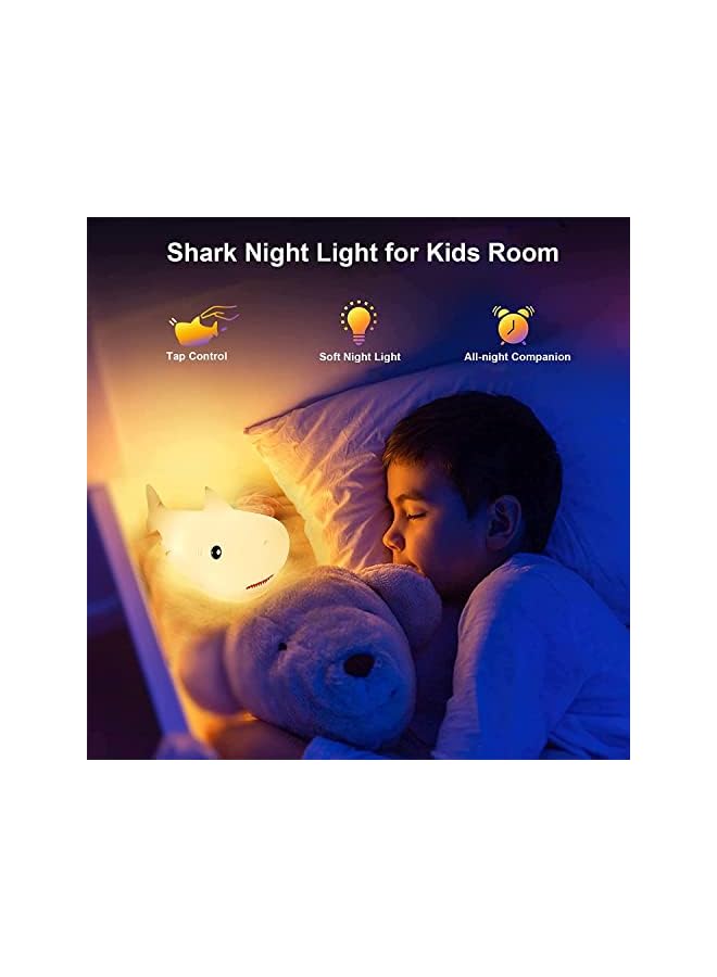 The Bros Kids Night Light Lamp for Kids, Cute Shark Silicone Baby Night Light, Cute Nursery Light Silicone Animal Night Lamp for Baby Room Lights for Bedroom, Kawaii Gift for Kids Baby Boy - Image 3