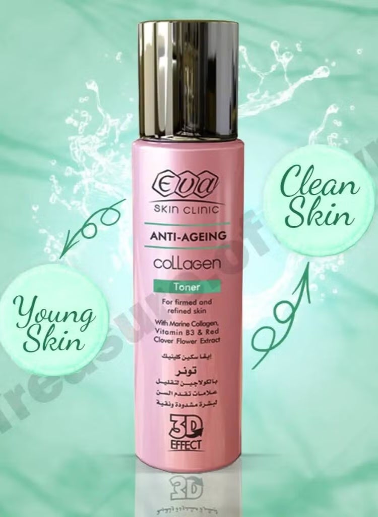 إيفا تونر إيفا للبشرة بالكولاجين المضاد لعلامات التقدم في السن للبشرة المشدودة والنقية - 200 مل - Image 2