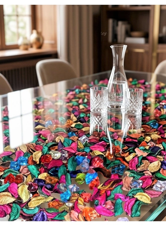 A set of 2 bags of dried rose petals with multi-colored crystals for decoration and parties, wedding gifts, and many other uses. - Image 1